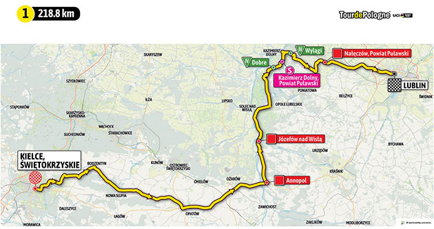 Tour of Poland stage 1 map